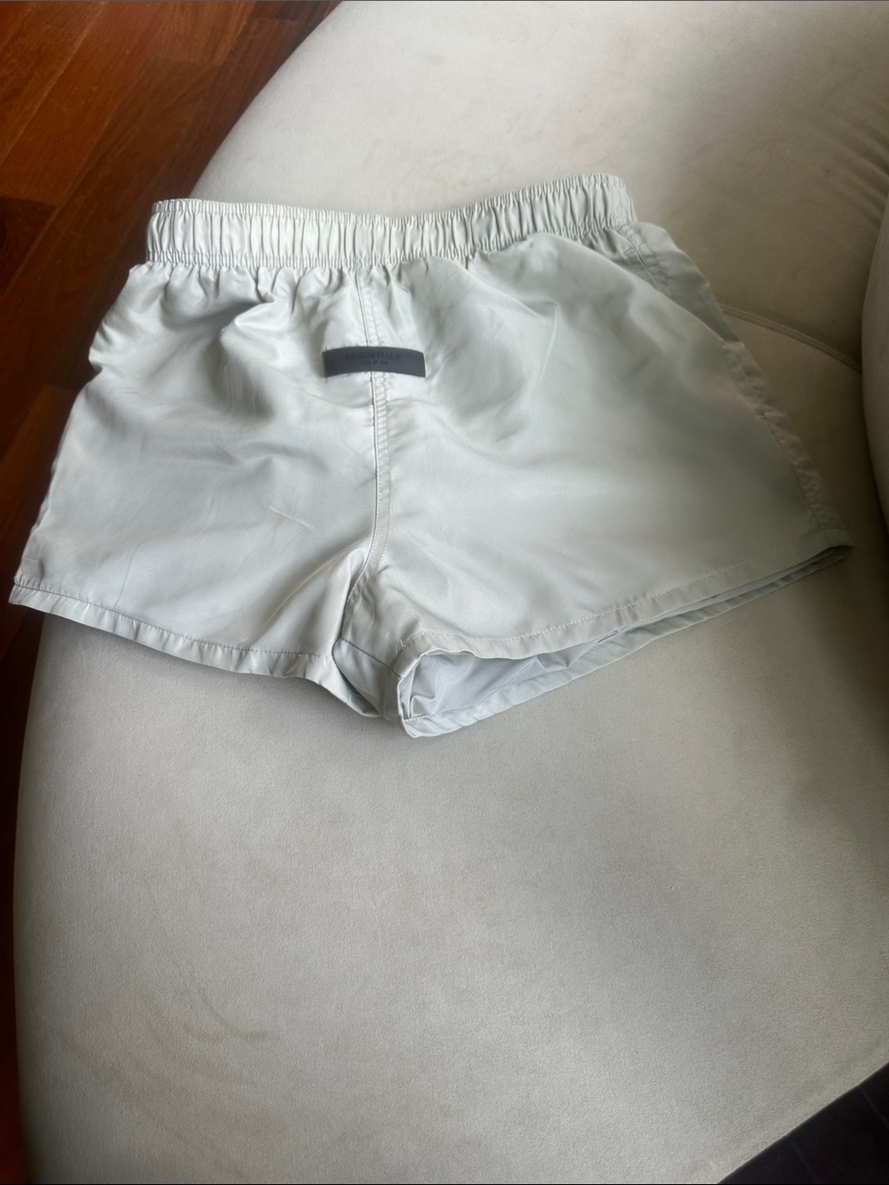 Essentials Light Gray Athletic Elastic-Waist Shorts